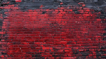 Poster - Classic red brick wall texture with a blank area for text inclusion