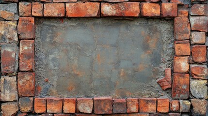 Poster - Classic red brick wall texture with a blank area for text inclusion
