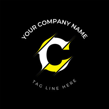 Modern cut style C letter vector logo design
