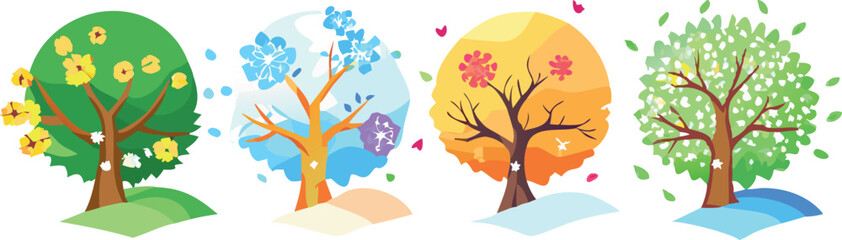 Seasons of Tree Vector
