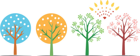 Seasons of Tree Vector
