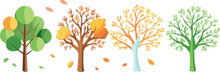 Seasons of Tree Vector
