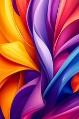 Poster - Colorful swirls of orange, purple, yellow, and blue intertwine elegantly, showcasing a captivating abstract design that draws the eye into its vivid layers
