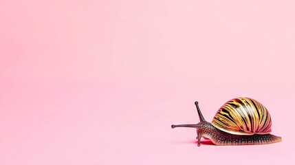 Fototapete - Minimalist snail mockup with a neutral background, focusing on shell textures and organic movement.