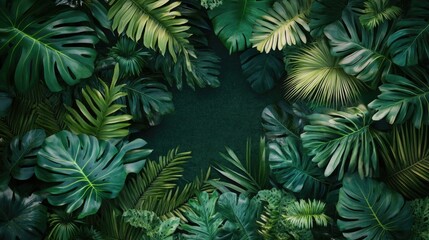 Poster - Tropical plant frame from a top view ideal for illustration designs related to travel guidance