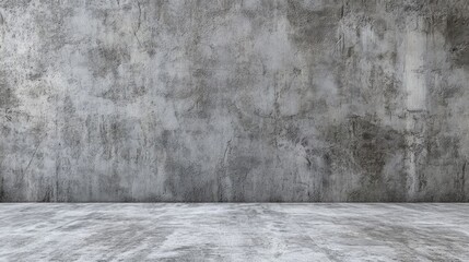 Poster - Gray cement wall with a blank floor backdrop ideal for showcasing products