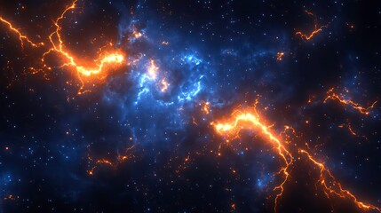 Poster - Abstract cosmic scene featuring vibrant colors and dynamic patterns resembling a nebula.