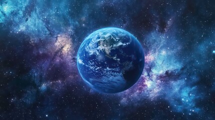 Poster - A stunning depiction of Earth surrounded by a vibrant cosmic backdrop.