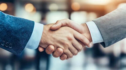 Poster - Two hands engaged in a handshake, symbolizing agreement or partnership in a business context.
