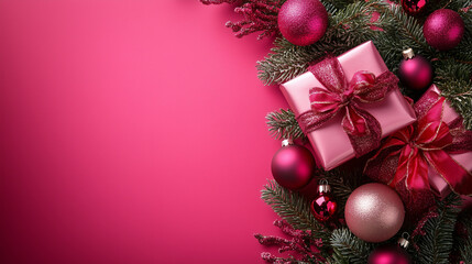 Wall Mural - wallpaper for christmas with gifts and christmas decoration
