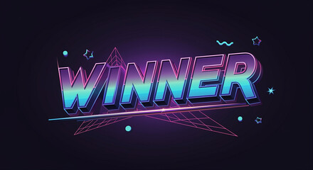 Poster - Text graphic winner design in vibrant colors for modern visuals with dynamic elements and creative flair