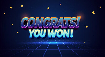 Poster - Congrats you won text design celebration graphics retro style