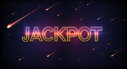 Poster - Jackpot graphic design with colorful neon text and cosmic background