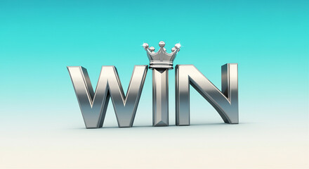 Poster - Win graphic with victory sign and success symbol in a modern style