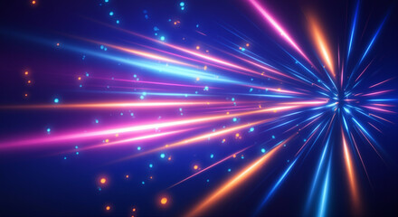 Poster - Light rays abstract background with vibrant colors and glowing effects