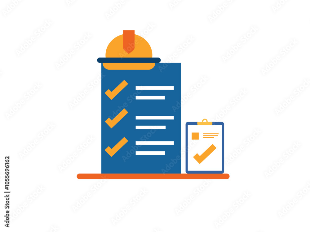 Vector illustration of a construction checklist icon in flat design ...