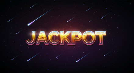 Poster - Jackpot graphic design with neon effect and starry background