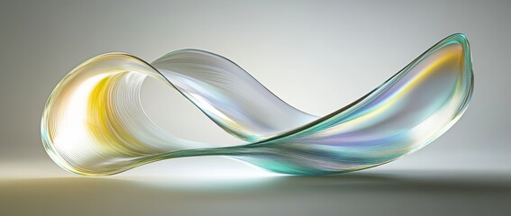 Glass and steel streamline design element, abstract wave in the shape of a pipe, rendered in 3D