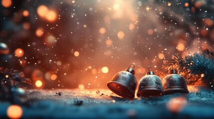 Wall Mural - magical winter holiday scene with christmas