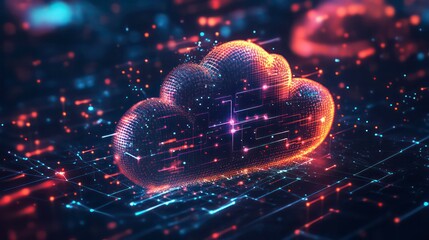 Poster - A digital representation of a cloud symbolizing data storage and connectivity.