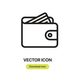 Poster - Wallet icon vector. Linear-style sign for mobile concept and web design. Wallet symbol illustration. Pixel vector graphics - Vector.	