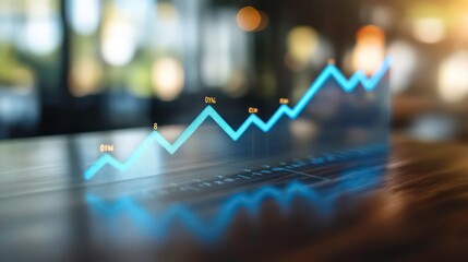 Poster - A digital graph showing an upward trend, representing growth or progress in business metrics.