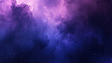 Poster - A cosmic scene featuring swirling purple clouds and stars in a vast space backdrop.