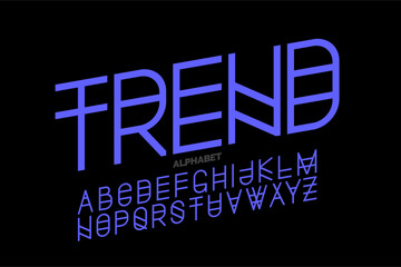 Fototapete - Trend. Modern font design, alphabet letters and numbers vector illustration