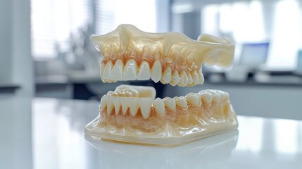Poster - A dental model showcasing upper and lower jaws for educational purposes.