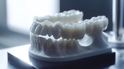 Poster - A dental model showcasing upper and lower teeth for educational purposes.