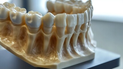 Poster - A detailed model of a human jaw showcasing teeth and dental structure for educational use.