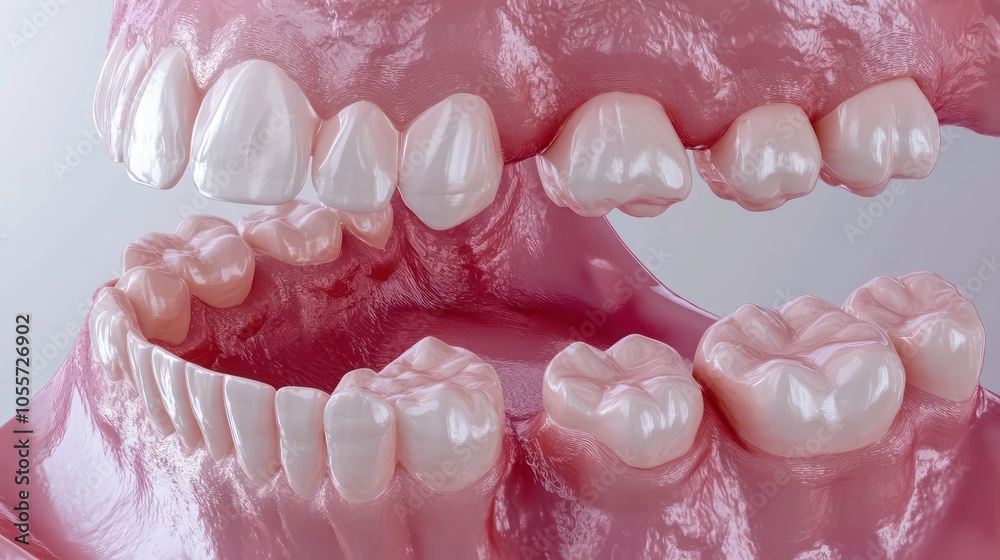 3D model of human teeth and gums, showcasing dental anatomy for ...