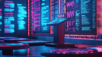 Poster - Engaging Podium in a Futuristic Scientific Setting