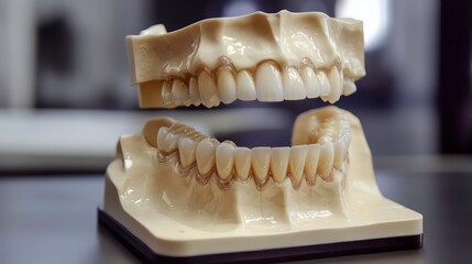Poster - A dental model showcasing upper and lower human teeth for educational purposes.