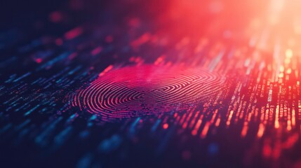 Leinwandbilder - Abstract digital fingerprint surrounded by flowing data streams, symbolizing security and identity.