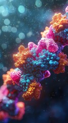 Poster - Vibrant 3D Illustration of Cell Structures and Nucleus