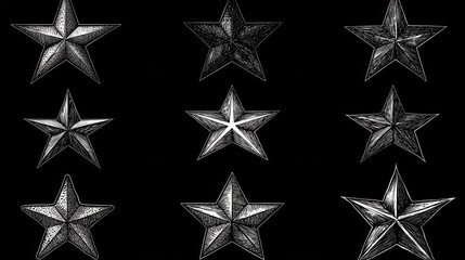 Decorative star motif engravings for artistic design and creative projects