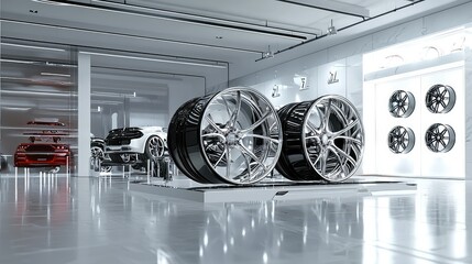 Poster - Modern Artistic Representation of Wheels in Gallery