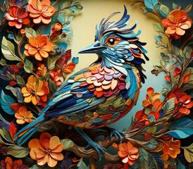 Beautiful deco birds art design background