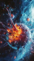 Poster - Artistic 3D Cell Representation Undergoing Apoptosis