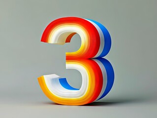 Poster - A 3D rendering of the number three made of colorful paper