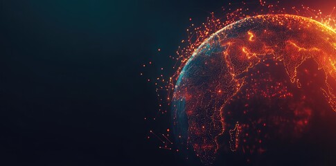 Poster - Abstract Global Network Concept with Glowing Connections Around Earth, Data Transfer Technology Background