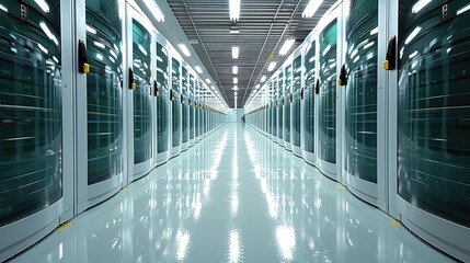 Leinwandbilder - Data warehouse. smart warehouse management system, Secure data warehouse protected by layers of digital encryption key, featuring interconnected IoT devices that enable a seamless flow of information.