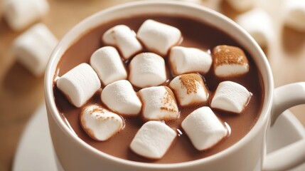 Aufkleber - Mug filled with hot chocolate topped with melted marshmallows