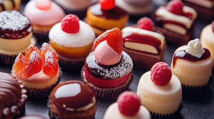 Poster - Close up of exquisite pastries and baked treats showcasing the delightful artistry and craftsmanship in each confection