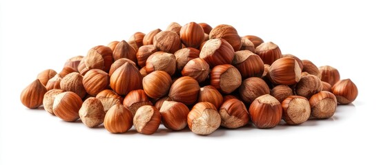 Aufkleber - Heap Of Hazelnuts Isolated On White Background