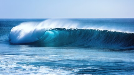 Poster - Vivid blue ocean waves create a dynamic and energetic backdrop