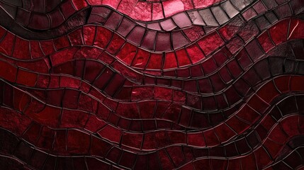 Aufkleber - Abstract dark red mosaic tile wall texture featuring fluid wave like patterns