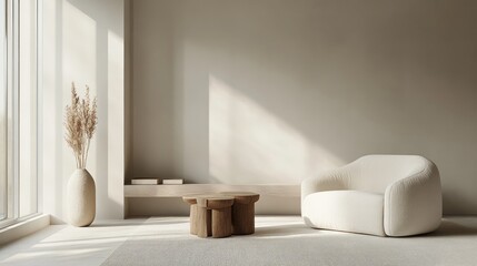 Aufkleber - Minimalist interior design featuring a soothing color palette