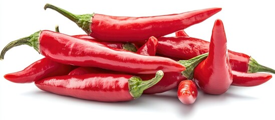 Poster - The Ripe Fruit Of The Chili Peppers Are Isolated On A White Background